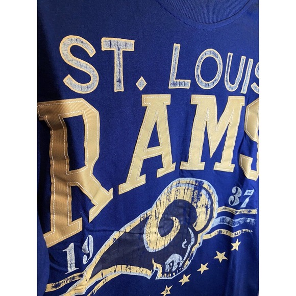 St. Louis Rams‎ NFL Football T-Shirt - Premium Stitched Letters Size S Blue NWT - Picture 2 of 7